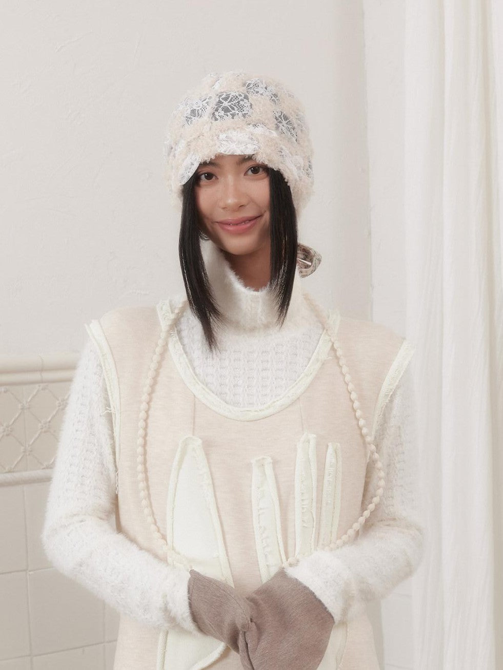 SENSELF Off White Knife Fork Patch A Line Frayed Vest Women's Knit Casual Maxi Dresses