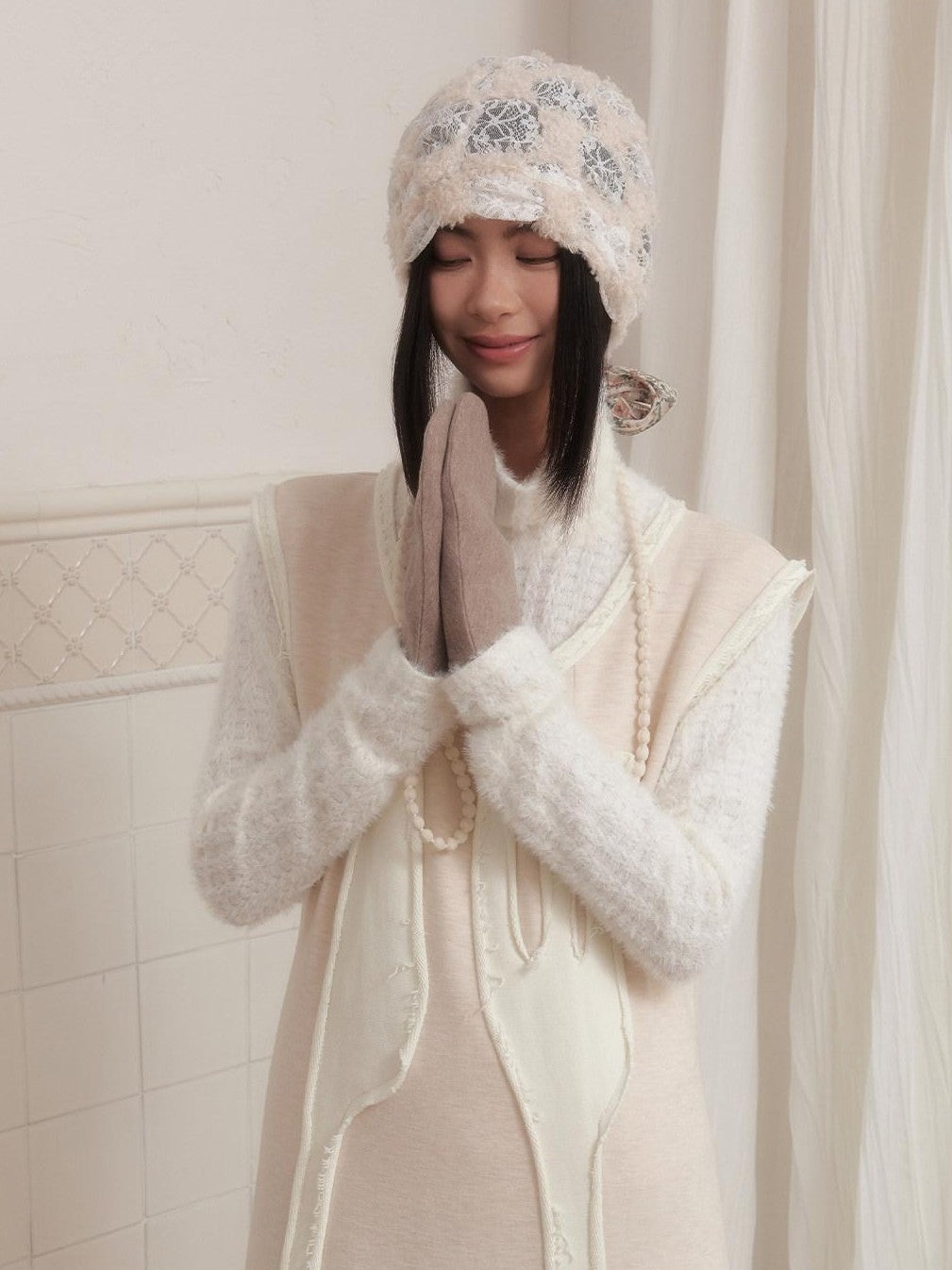 SENSELF Off White Knife Fork Patch A Line Frayed Vest Women's Knit Casual Maxi Dresses