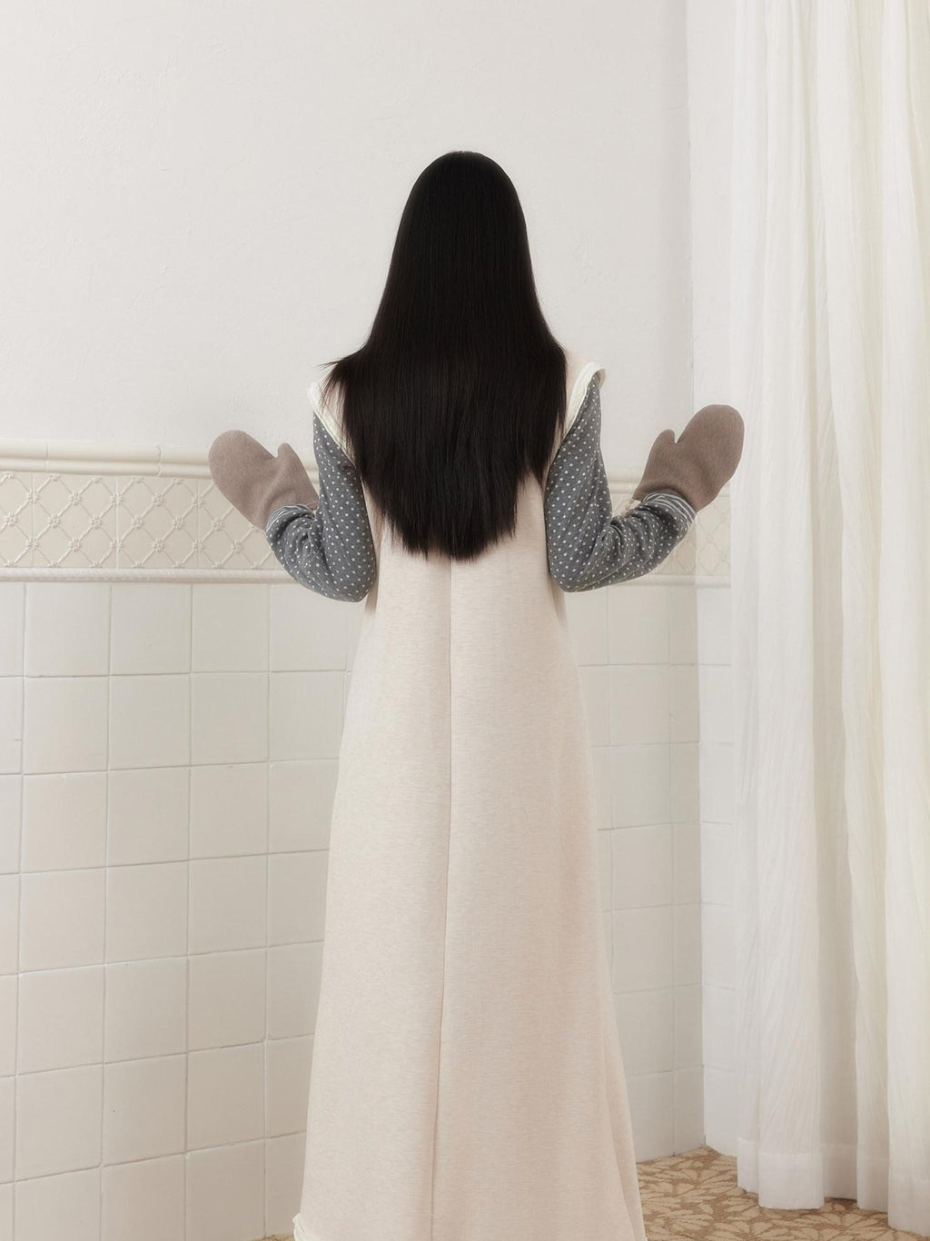 SENSELF Off White Knife Fork Patch A Line Frayed Vest Women's Knit Casual Maxi Dresses