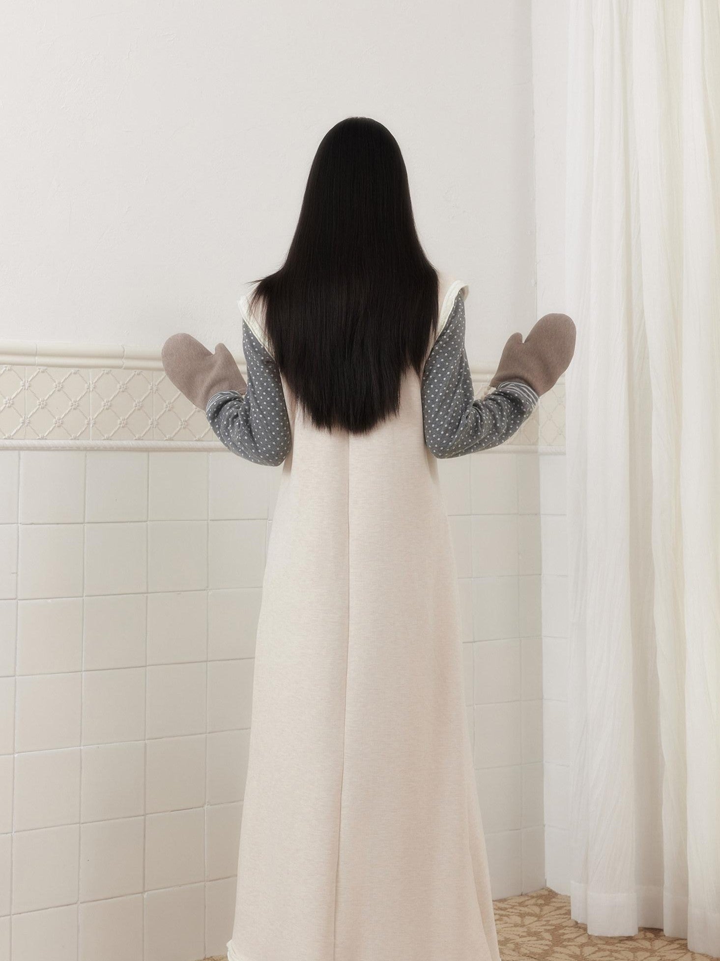 SENSELF Off White Knife Fork Patch A Line Frayed Vest Women's Knit Casual Maxi Dresses