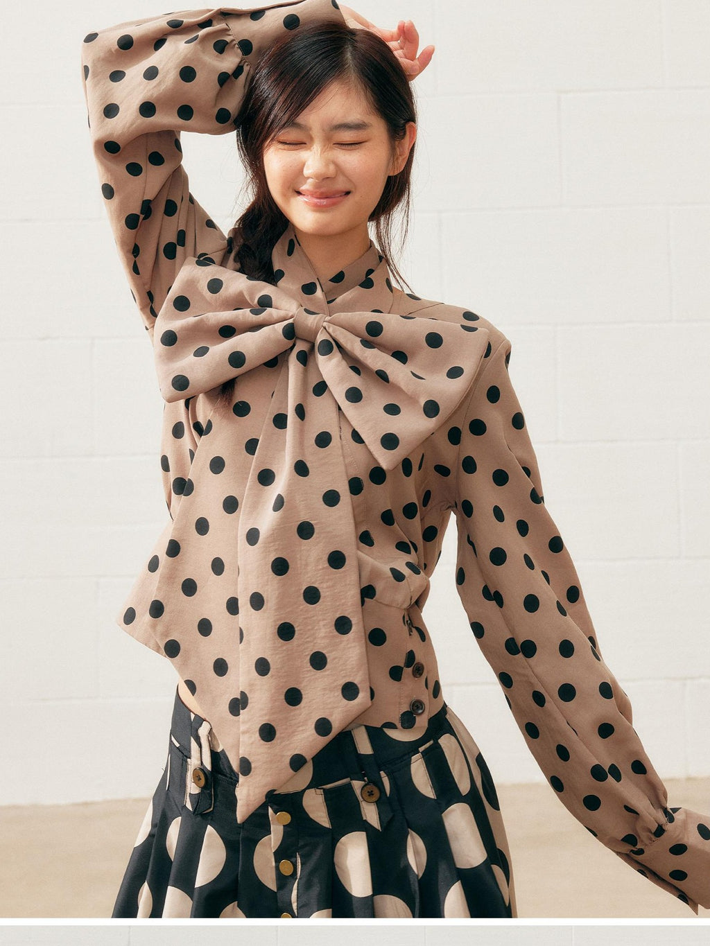 SENSELF Polka Dot Bow Retro Women's Cotton Scarves & Shawls