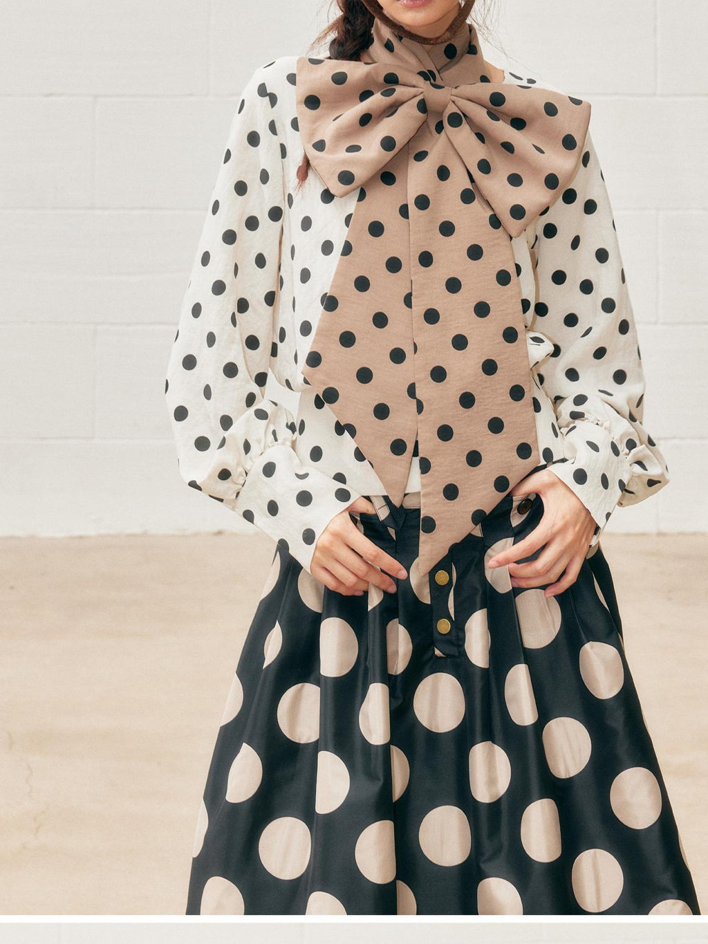 SENSELF Polka Dot Bow Retro Women's Cotton Scarves & Shawls