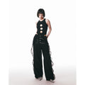 SENSELF_Sequins_Flowing_Black_Spliced_Lace_Trim_Breathable_Women's_Wide-leg_Pants_714303427316_MISSTT