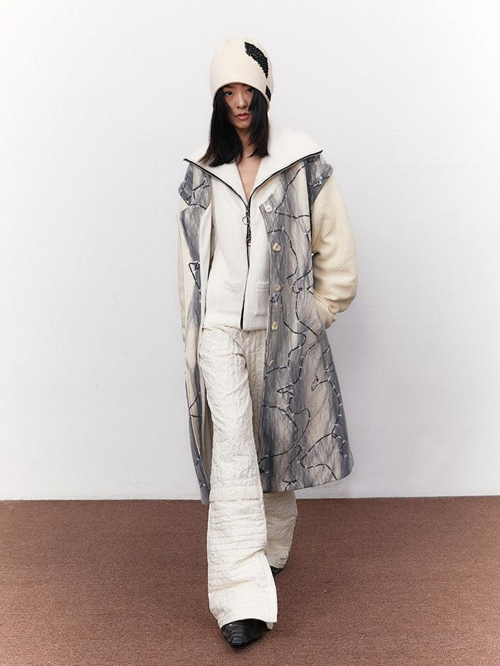 SENSELF Textured White Multiway Two Piece Women's Woolen Longline Vests