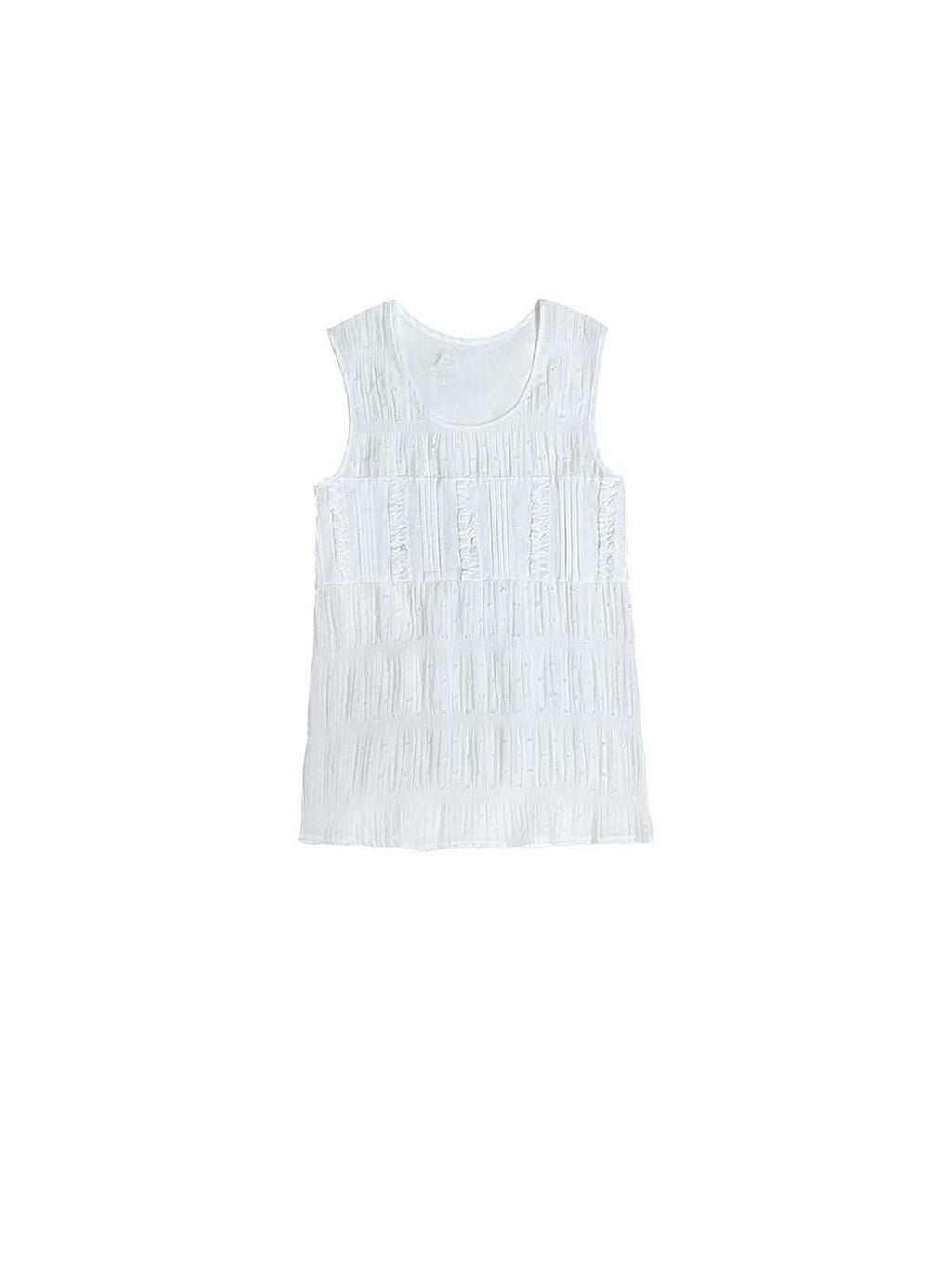 SENSELF White Spliced Polka Dot New Chinese Style Crew Neck Women's Tank Tops