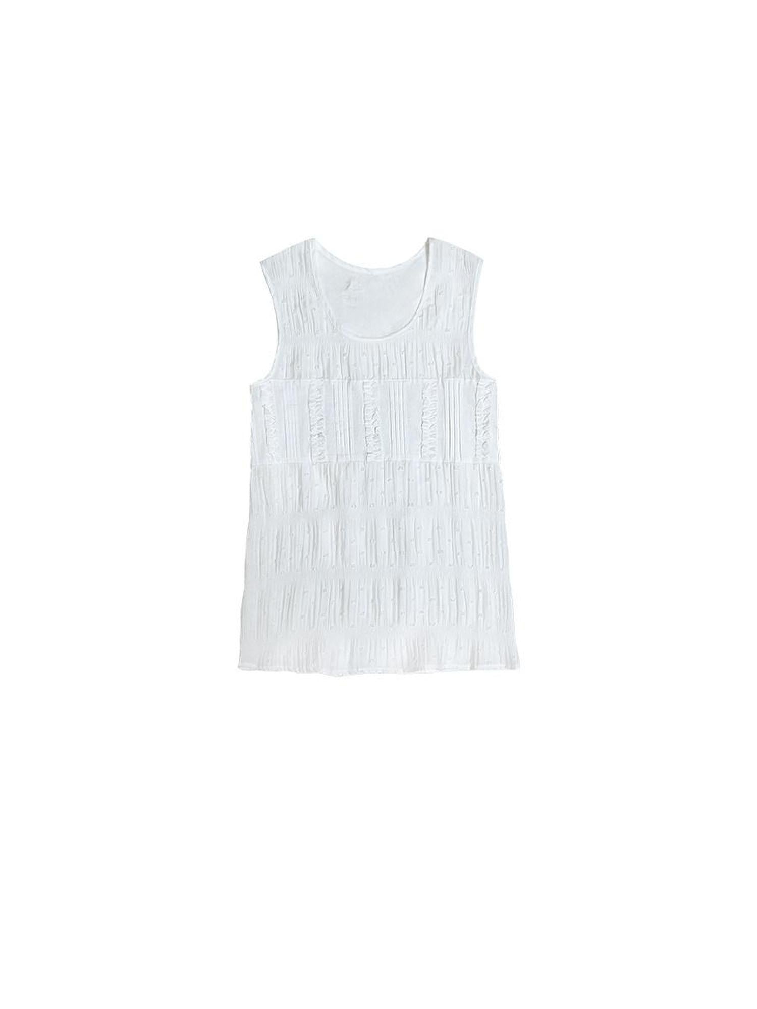 SENSELF White Spliced Polka Dot New Chinese Style Crew Neck Women's Tank Tops