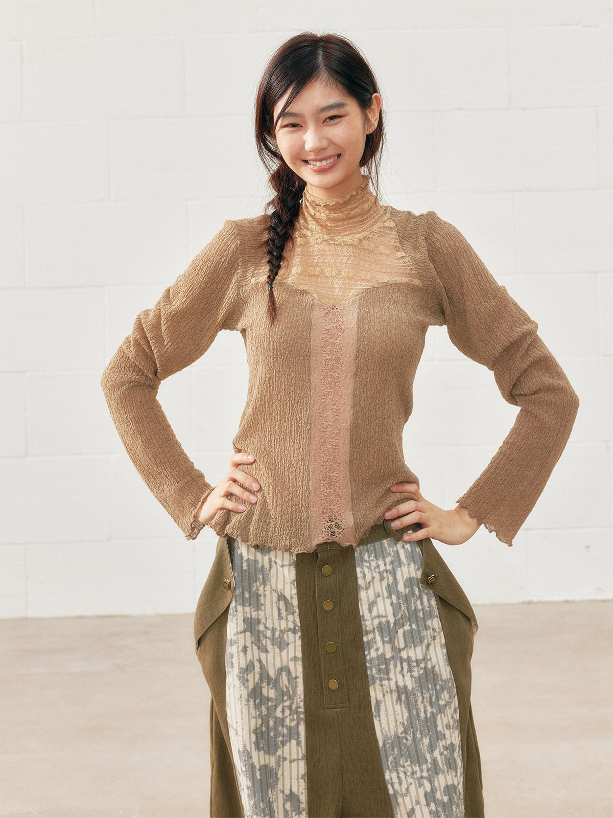 SENSELF_White_Vintage_High_Neck_Lace_Knit_Slim_Fit_Women's_Long_Sleeve_T-shirts_1088181970276_MISSTT