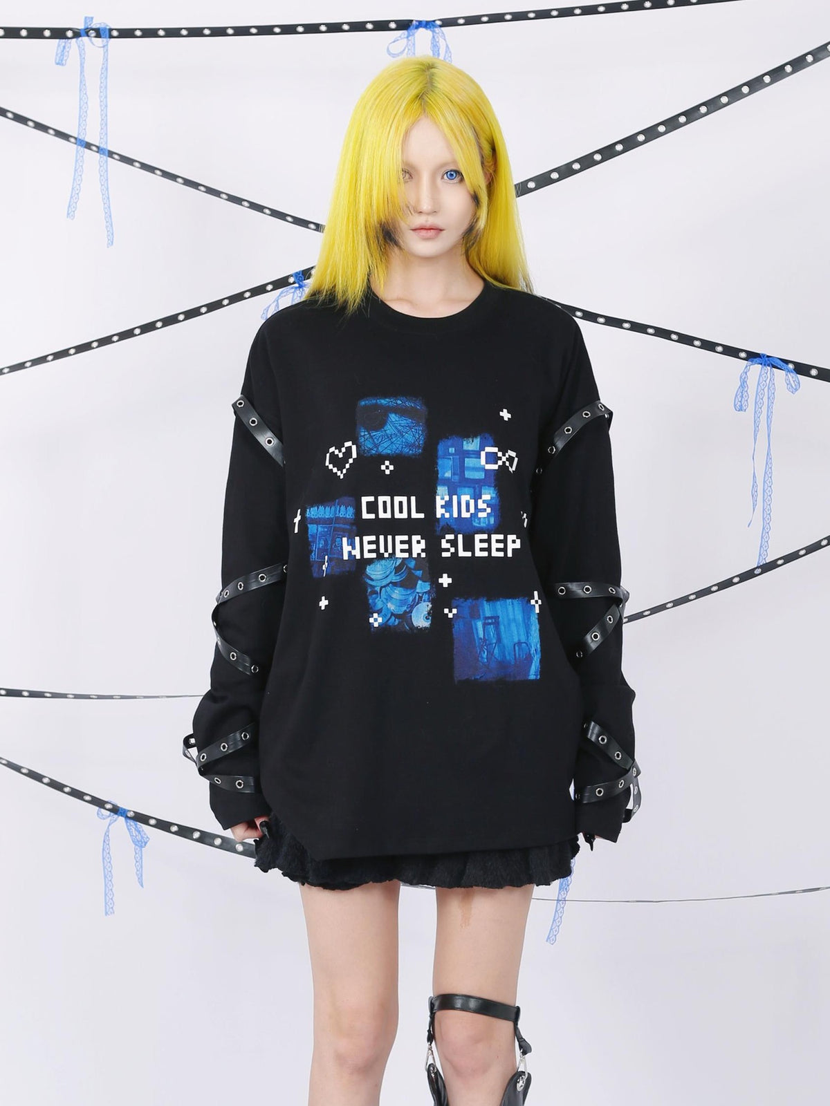 SHYSHYBITE Rock 3d Studded Cutout Print Women's Cotton Long Sleeve T-shirts