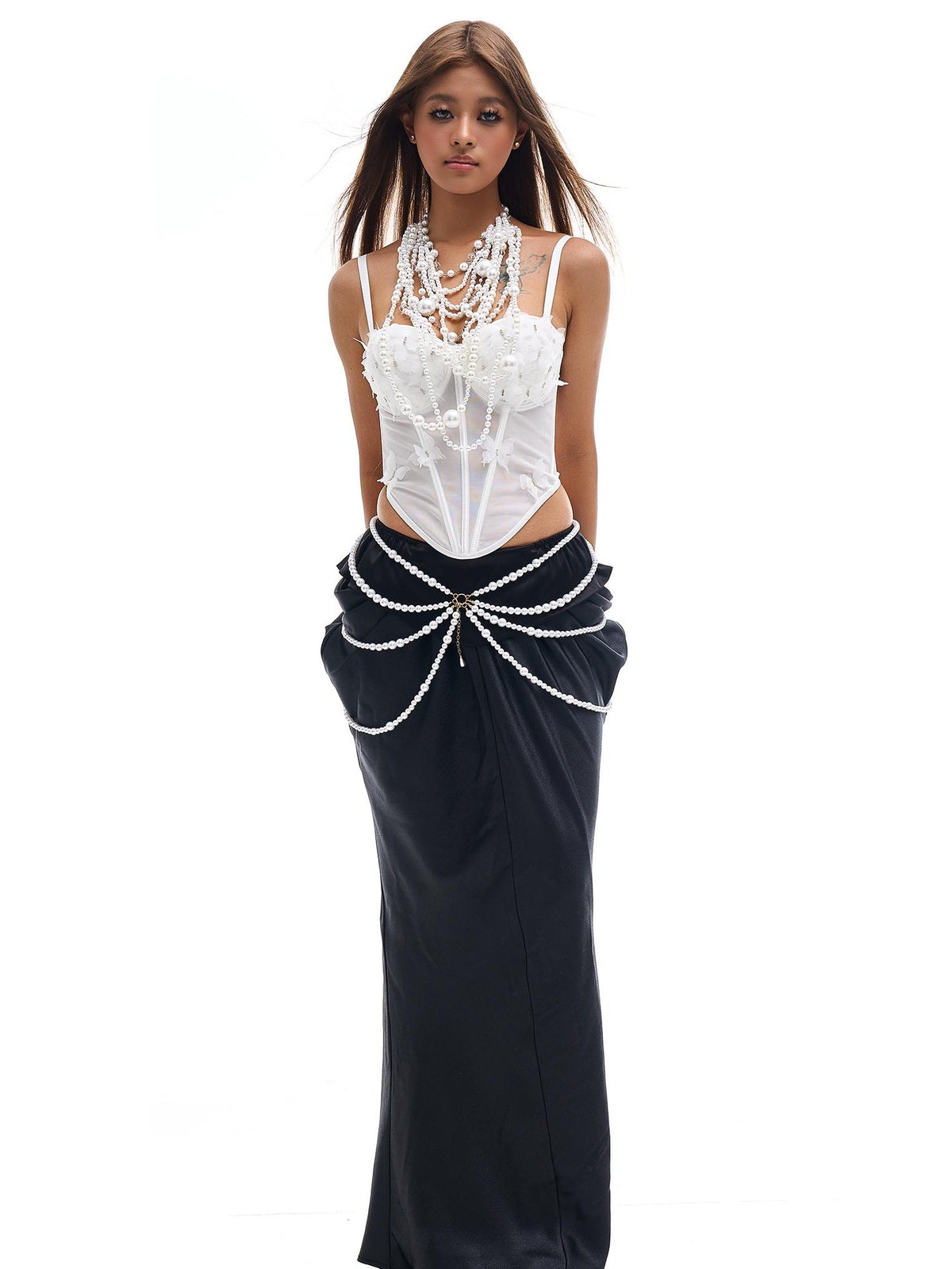 START THE ENGINE 3d Butterfly Sheer Corset Style Lace Up Slim Fit Women's Polyester Camisoles