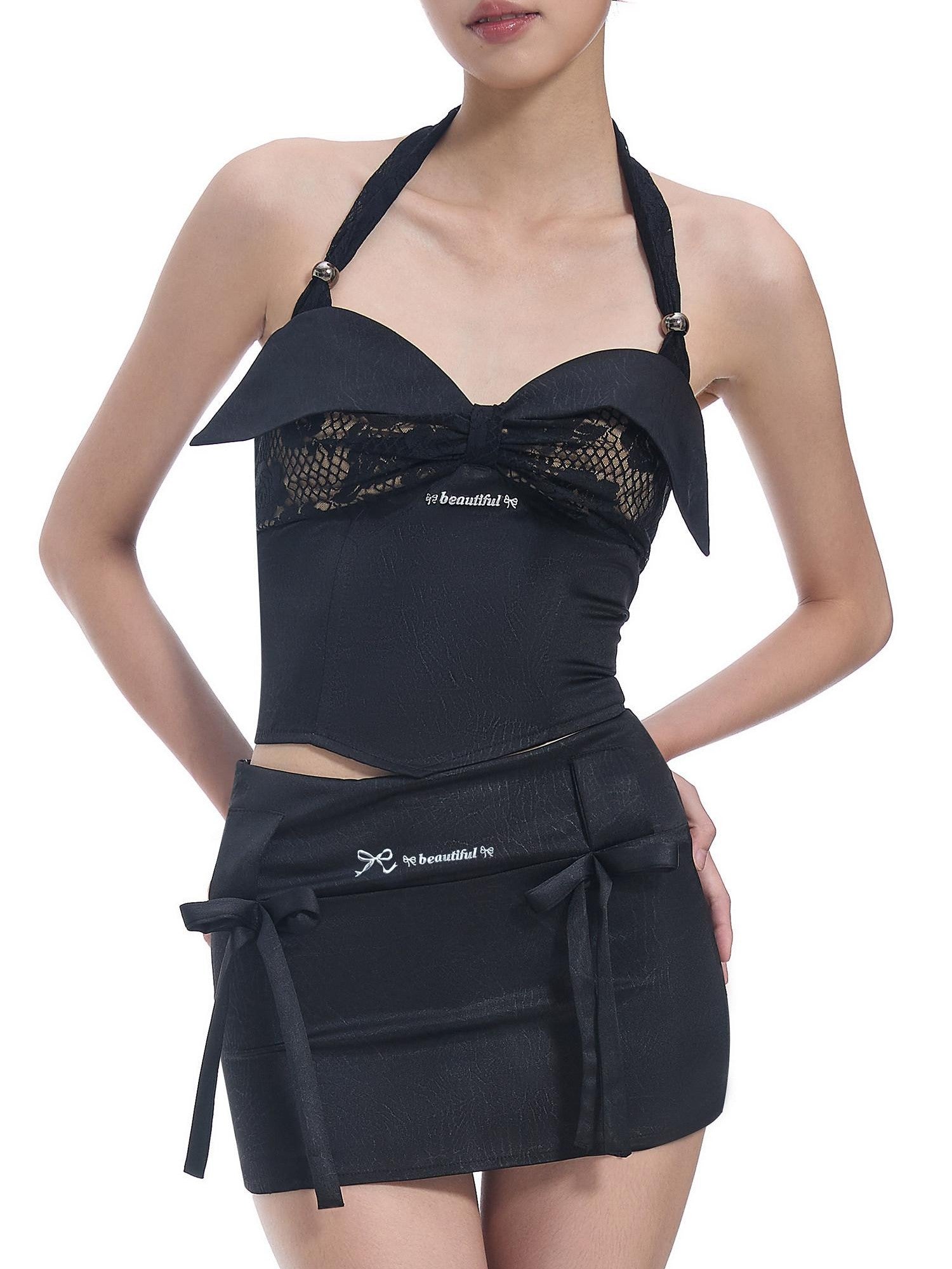 START THE ENGINE 3d Floral Print Lace Splice Zipper Slim Women's Polyester Blend Halter Tops