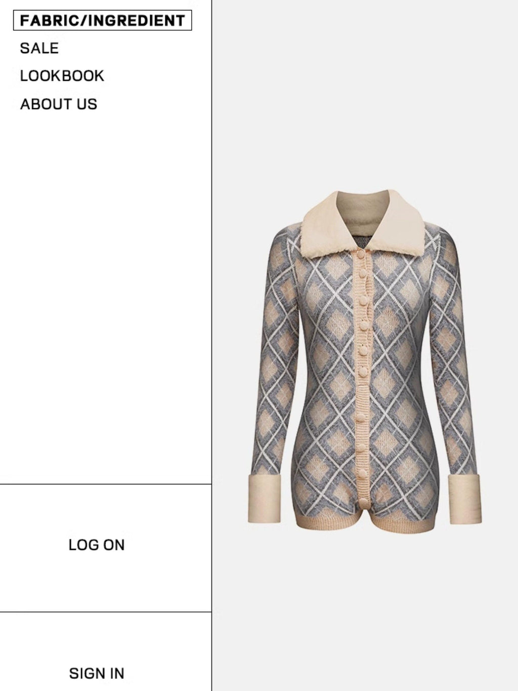 START THE ENGINE Argyle Faux Fur Collar Long Sleeve Women's Pu Button-up Cardigans
