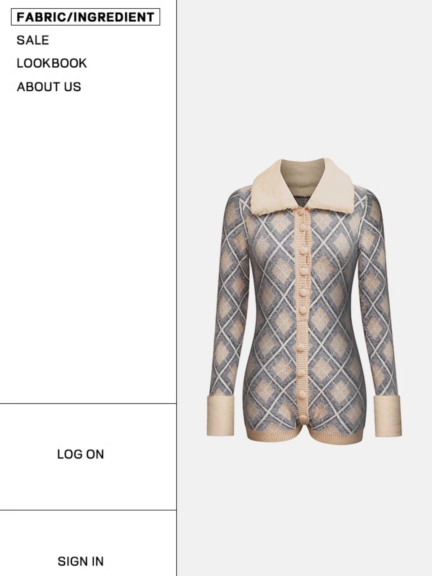 START THE ENGINE Argyle Faux Fur Collar Long Sleeve Women's Pu Button-up Cardigans