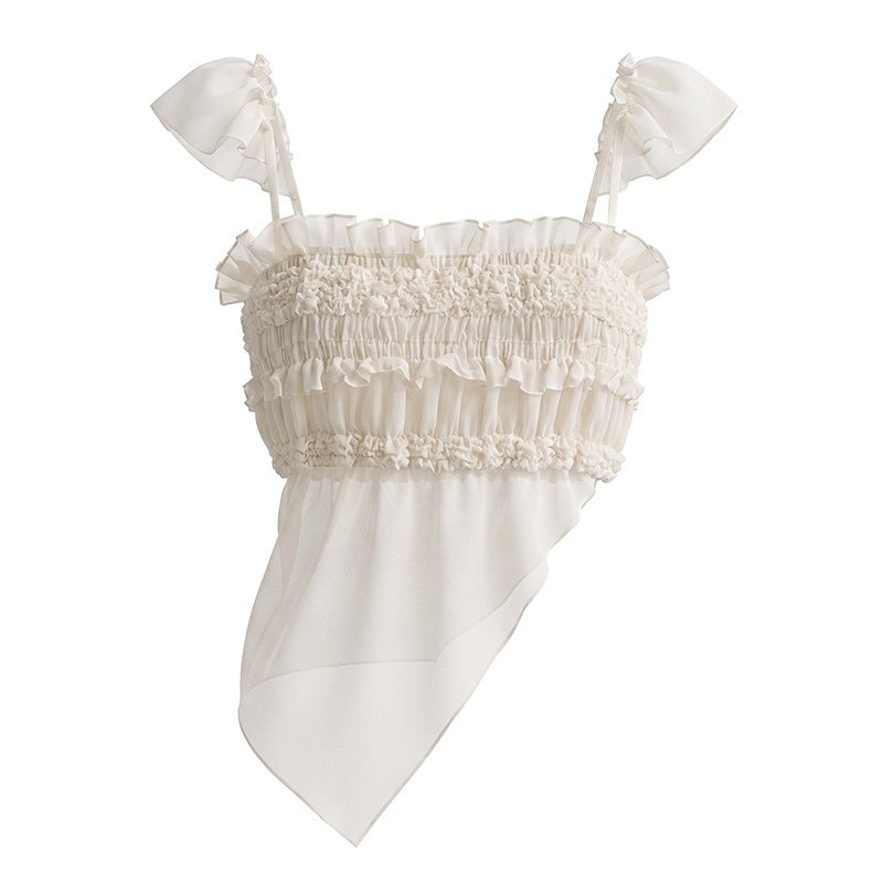 START_THE_ENGINE_Asymmetric_Ruffled_Pleated_Chiffon_Women's_Camisoles_1069752269809_MISSTT