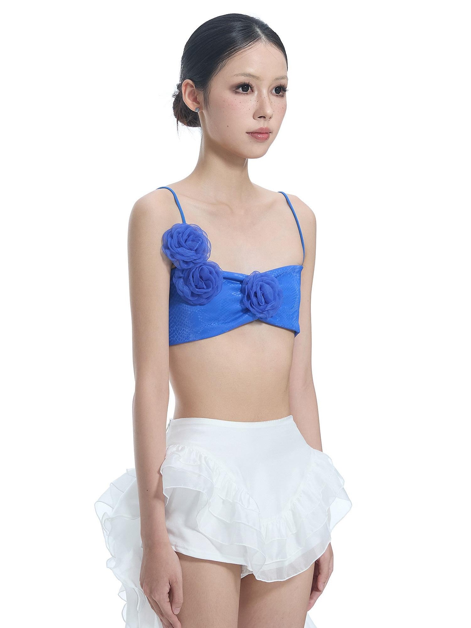 START THE ENGINE Asymmetrical Ruffle Mesh Ribbon Lace Women's Polyester Spandex Skorts
