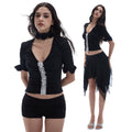 START_THE_ENGINE_Beaded_Colorblock_V-neck_Slim_Women's_Viscose_Blend_Short_Sleeve_T-shirts_1053330746977_MISSTT