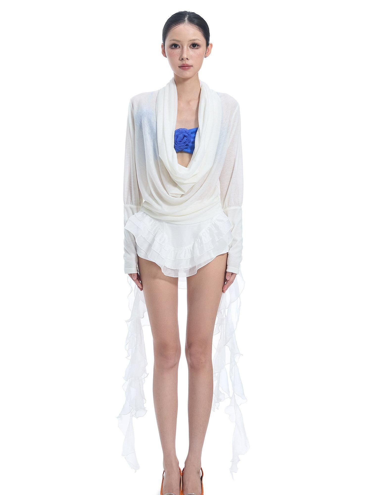 START THE ENGINE Blue 3d Floral Embellished Asymmetrical Strappy Women's Camisoles
