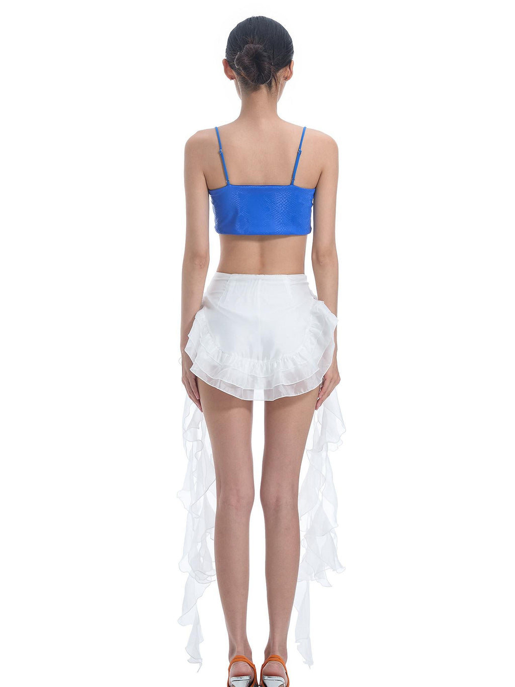 START THE ENGINE Blue 3d Floral Embellished Asymmetrical Strappy Women's Camisoles
