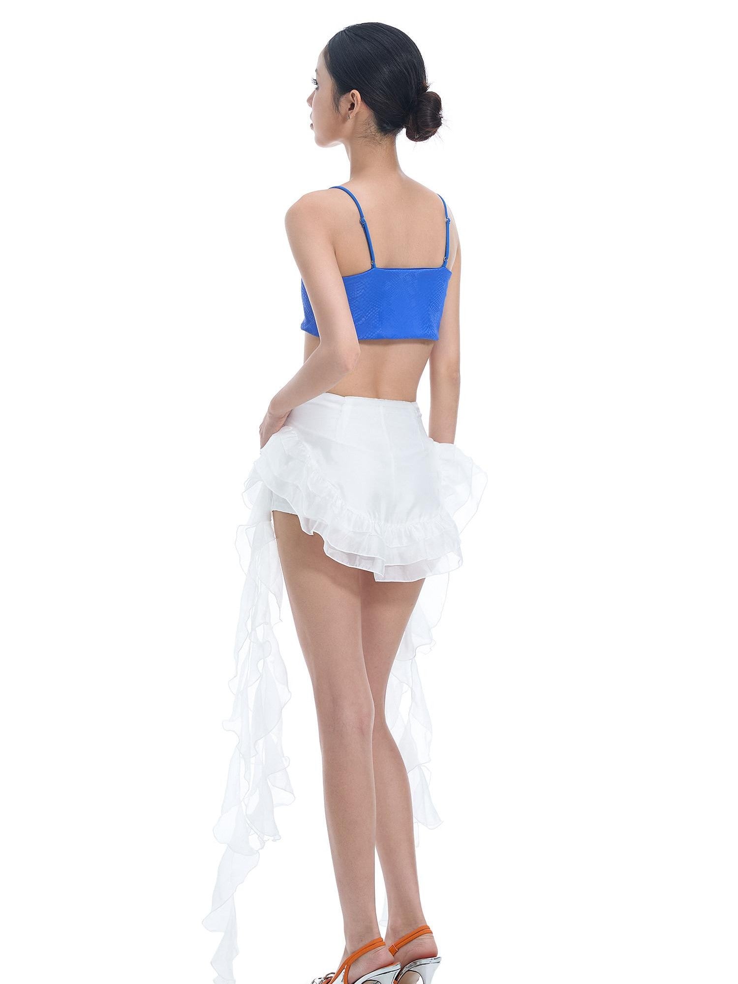 START THE ENGINE Blue 3d Floral Embellished Asymmetrical Strappy Women's Camisoles