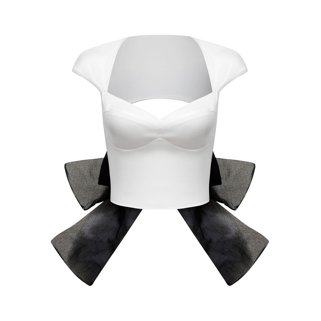 START_THE_ENGINE_Bow_Backless_Padded_Shoulder_Short_Sleeve_Slim_Fit_Women's_Polyester_Crop_Tops_930833873185_MISSTT