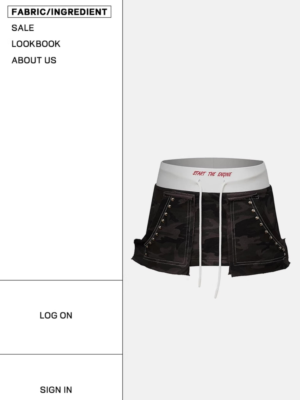 START THE ENGINE Camouflage Lace Up Studded Low Waist Slim Fit Cotton Women's Mini Skirts
