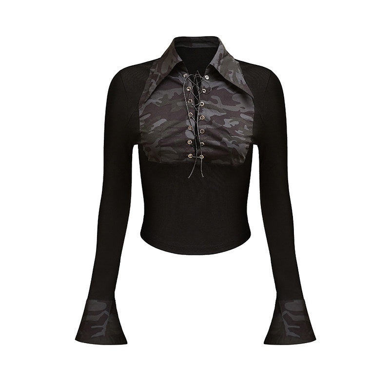 START_THE_ENGINE_Camouflage_Patchwork_Henley_Collar_Slim_Fit_Women's_Viscose_Long_Sleeve_T-shirts_826695768002_MISSTT