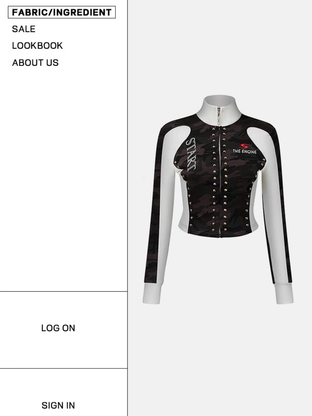 START THE ENGINE Camouflage Studded Zip Slim Fit Women's Cotton Cropped Jackets