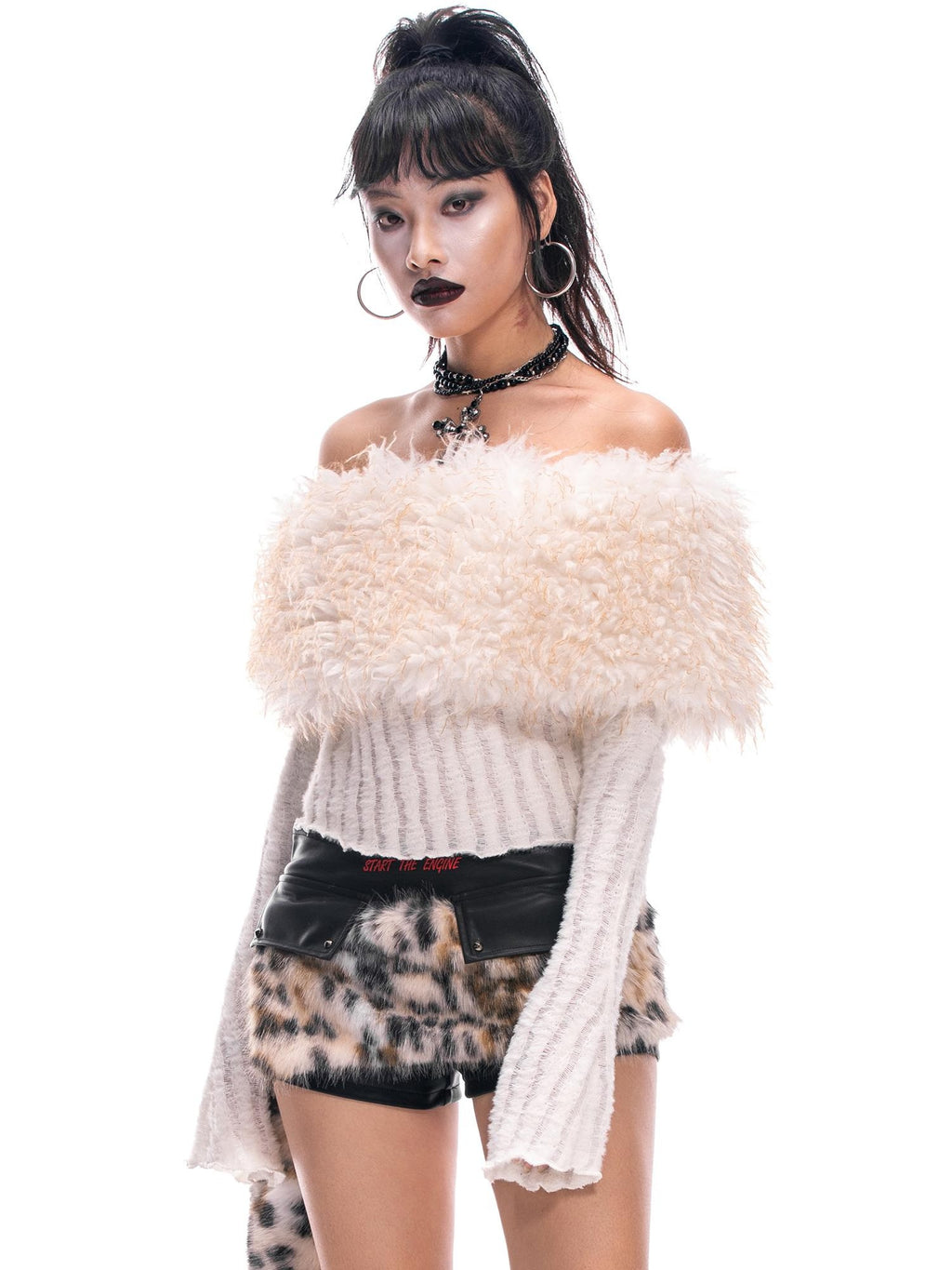 START THE ENGINE Colorblock Graphic Print Pu Leather Low Waist Women's Hot Pants