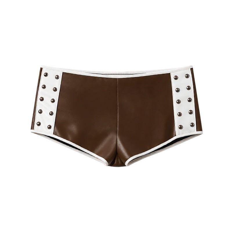 START_THE_ENGINE_Colorblock_Studded_Slim_Fit_Pu_Leather_Women's_Hot_Pants_1005822924317_MISSTT