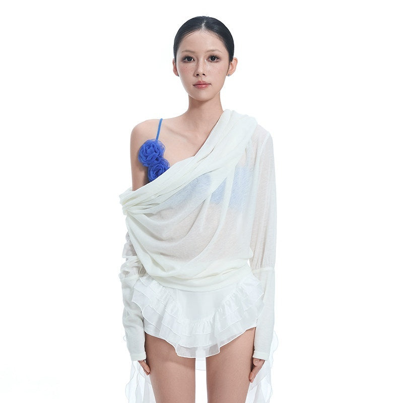 START_THE_ENGINE_Convertible_One_Shoulder_Sheer_Plunge_Women's_Lyocell_Long_Sleeve_T-shirts_814092106704_MISSTT