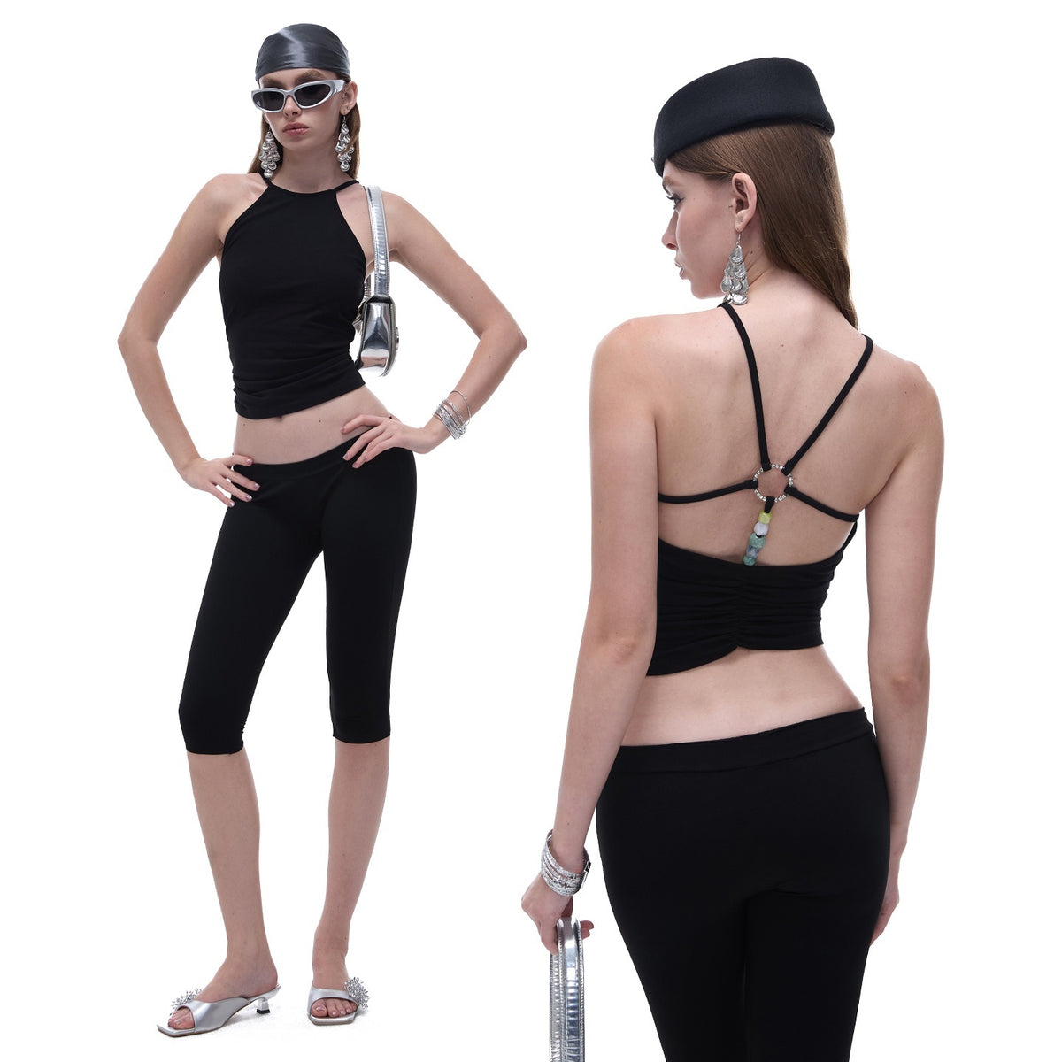 START_THE_ENGINE_Crisscross_Beaded_Backless_Ruched_Fitted_Cotton_Women's_Tank_Tops_1066061502385_MISSTT