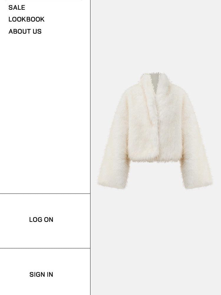 START THE ENGINE Cropped Stand Collar Integrated Leather Fur Street Women's Eco Faux Fur Coats