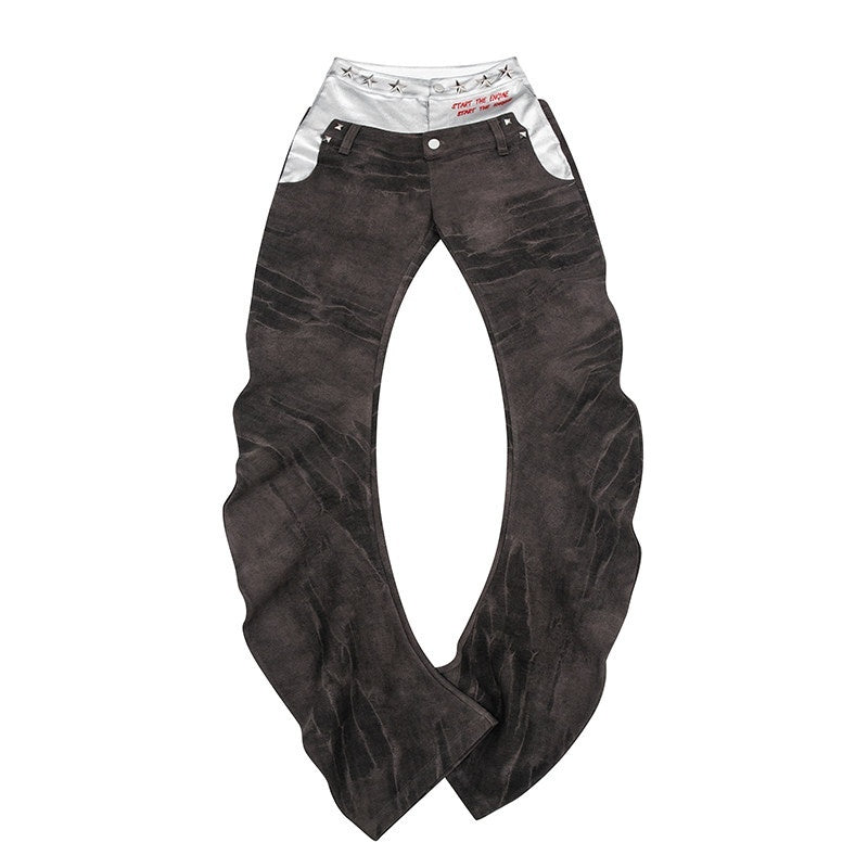 START_THE_ENGINE_Denim_Blue_Double_Waist_Spliced_Studded_Cat_Scratch_Slim_Women's_Chinos_1003650199758_MISSTT