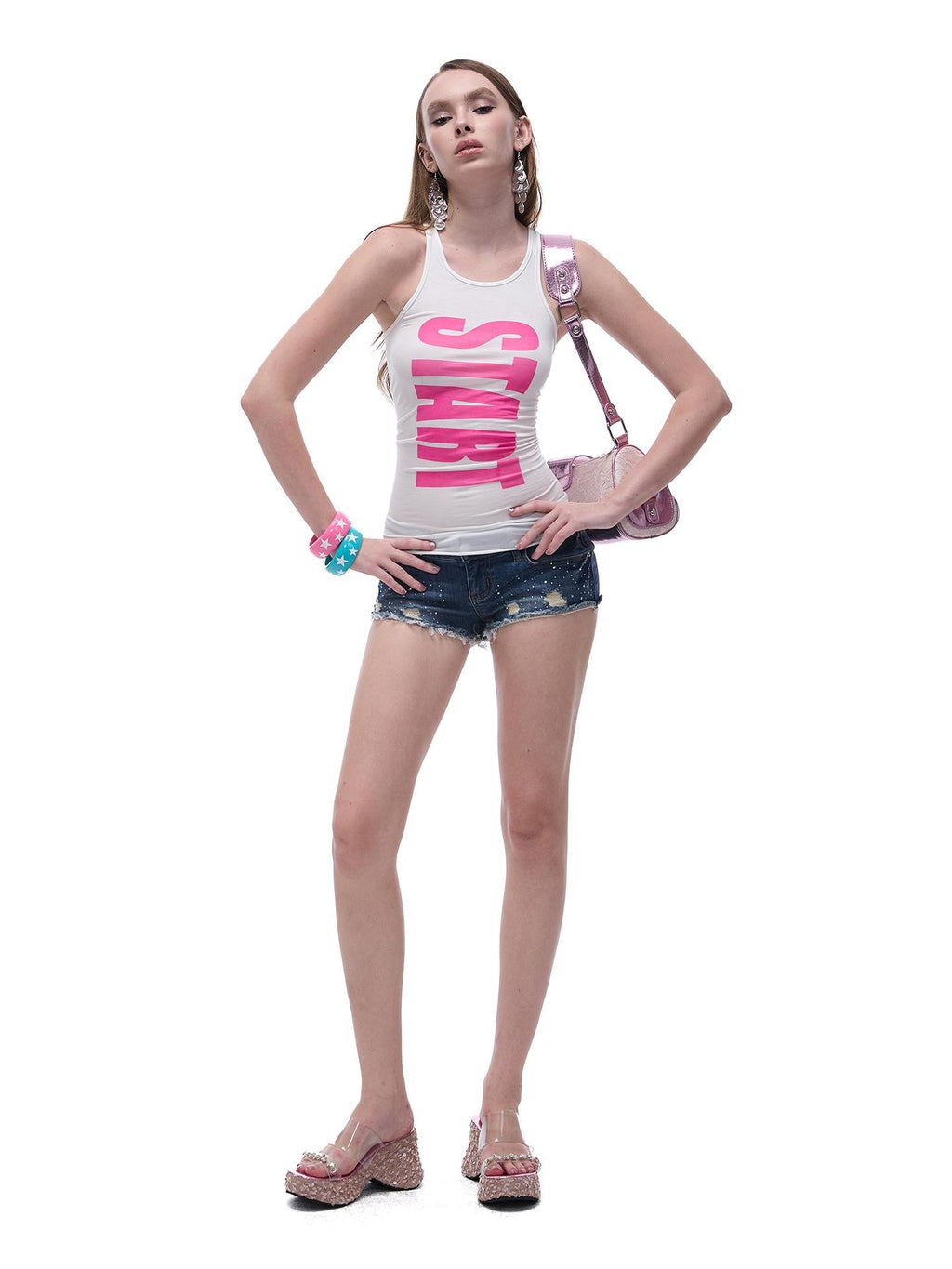 START THE ENGINE Distressed Frayed Raw Hem Low Rise Stretch Women's Cotton Denim Shorts