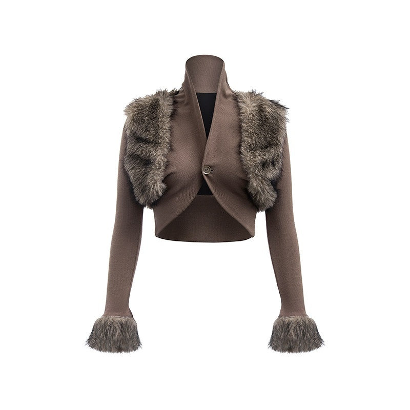 START_THE_ENGINE_Faux_Fur_Spliced_Ribbed_Knit_Buttoned_Women's_Cotton_Blend_Cropped_Jackets_979111335767_MISSTT