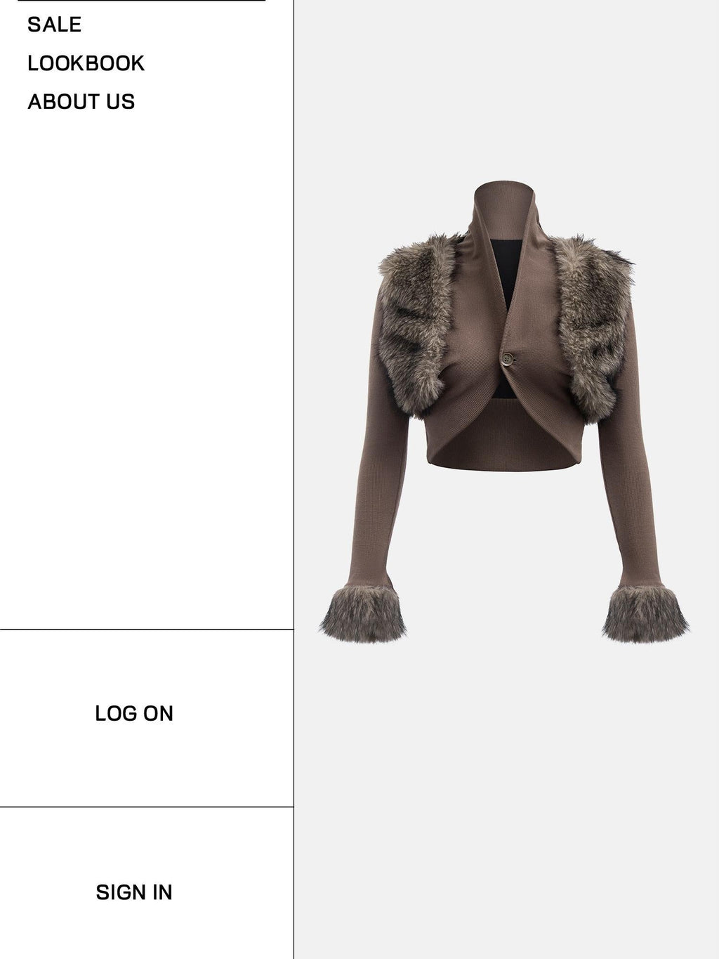 START THE ENGINE Faux Fur Spliced Ribbed Knit Buttoned Women's Cotton Blend Cropped Jackets