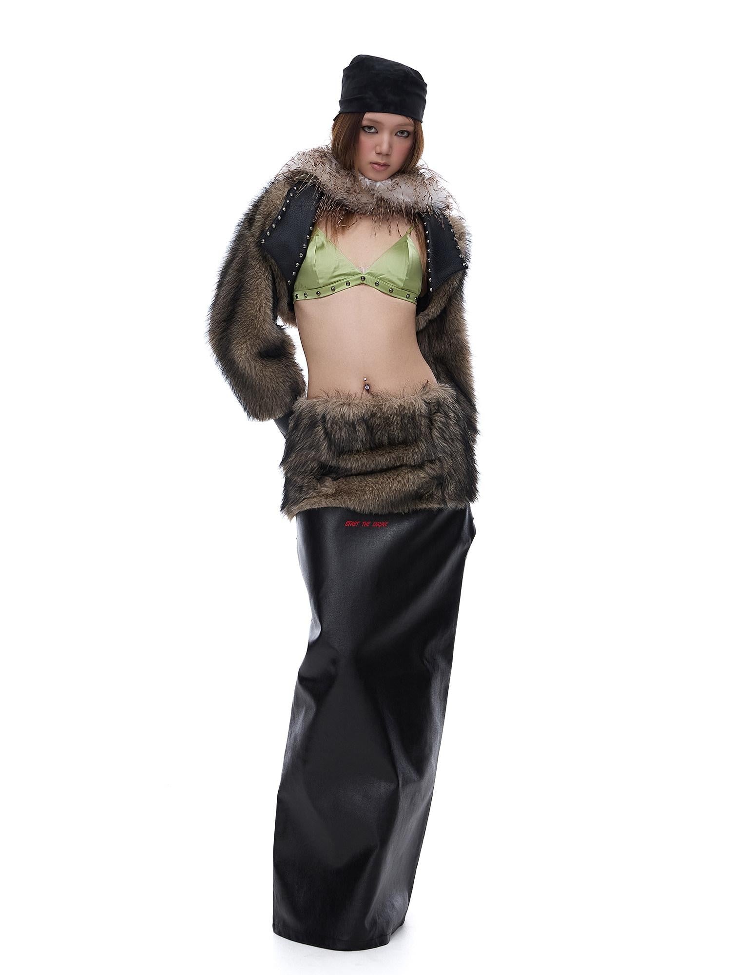 START THE ENGINE Green Studded Triangle Double Strap Minimizing Women's Silk String Bikinis