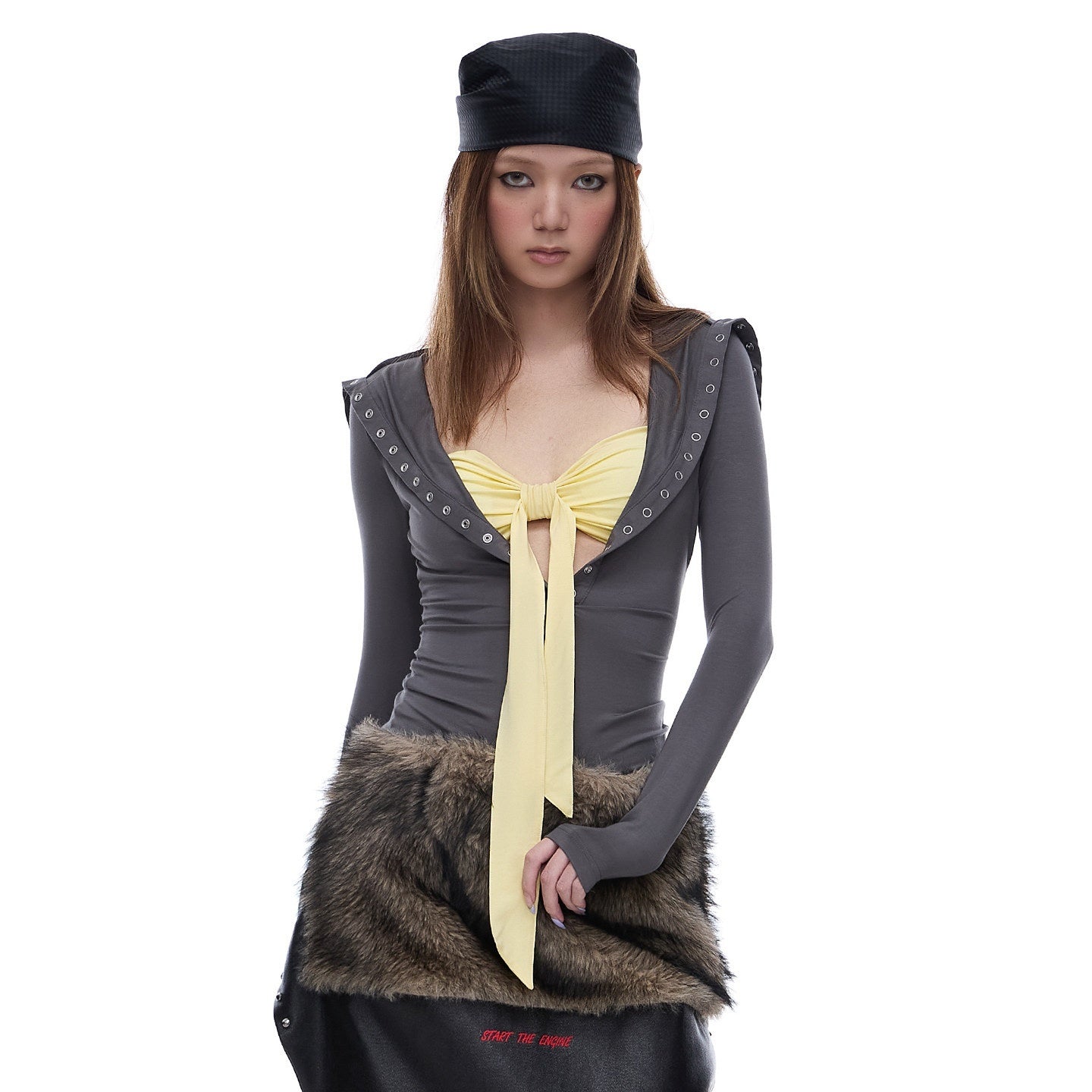 START_THE_ENGINE_Grey_Faux_Two_Piece_Lapel_Button_Women's_Lyocell_Long_Sleeve_T-shirts_993050234420_MISSTT