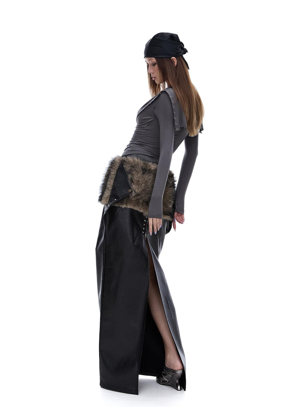 START THE ENGINE Grey Faux Two Piece Lapel Button Women's Lyocell Long Sleeve T-shirts