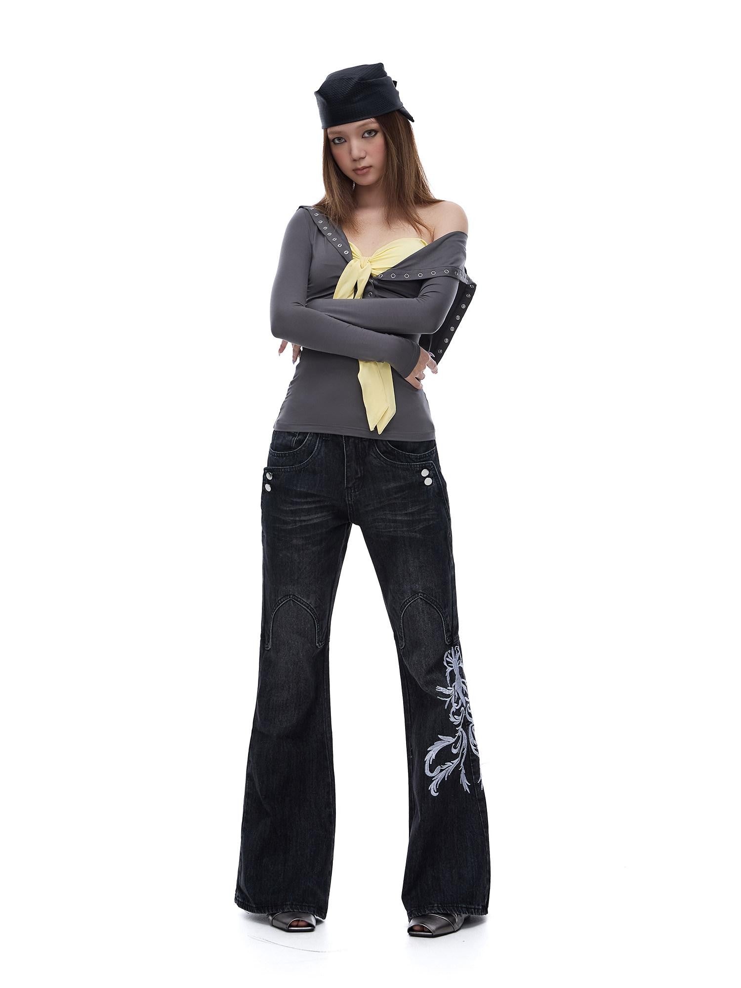 START THE ENGINE Grey Faux Two Piece Lapel Button Women's Lyocell Long Sleeve T-shirts