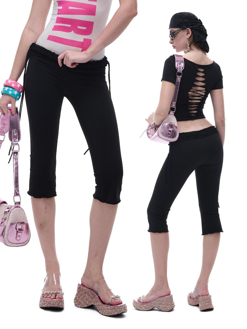 START THE ENGINE High Elastic Drawstring Lace Trim Low Rise Slim Fit Women's Nylon Chino Shorts