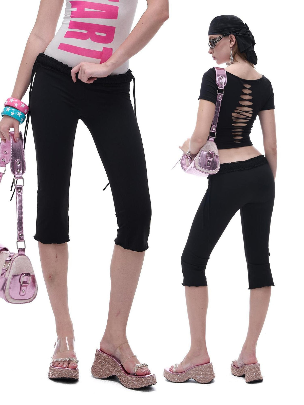 START THE ENGINE High Elastic Drawstring Lace Trim Low Rise Slim Fit Women's Nylon Chino Shorts