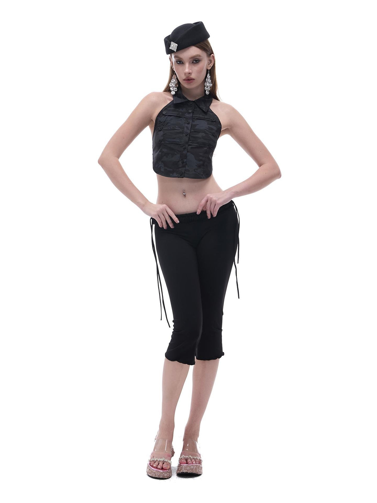 START THE ENGINE High Elastic Drawstring Lace Trim Low Rise Slim Fit Women's Nylon Chino Shorts