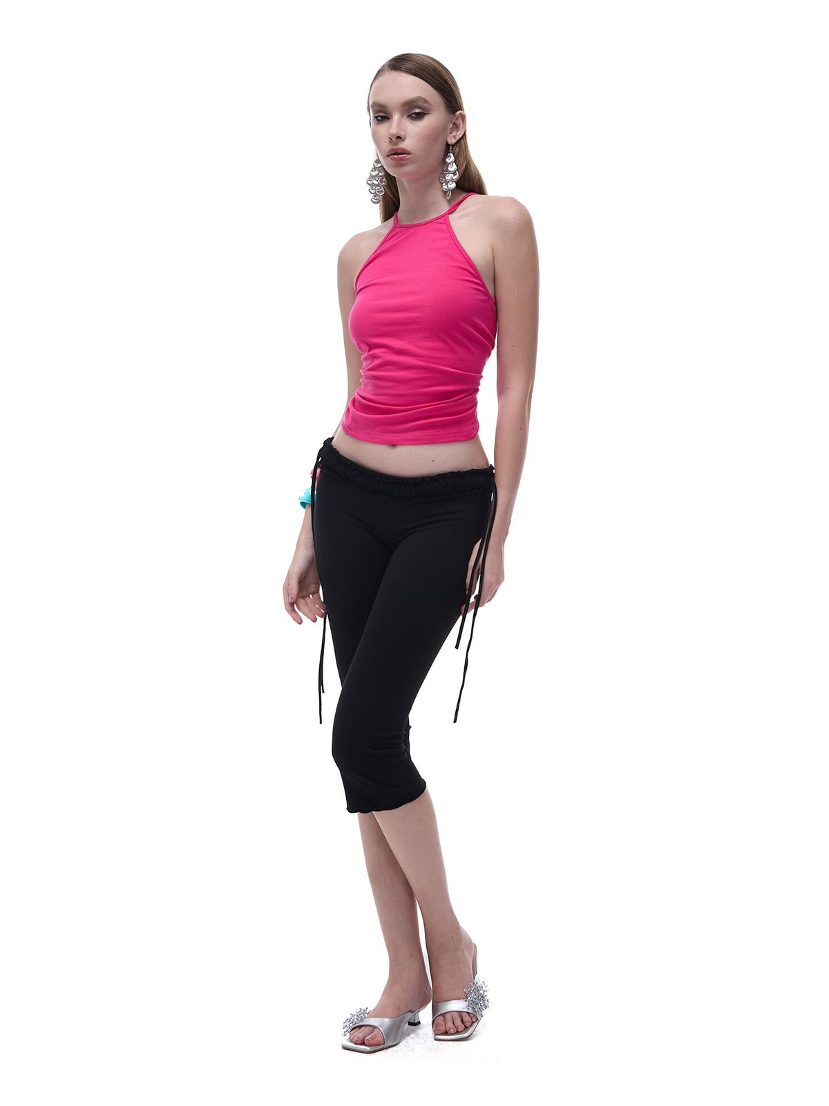 START THE ENGINE High Elastic Drawstring Lace Trim Low Rise Slim Fit Women's Nylon Chino Shorts