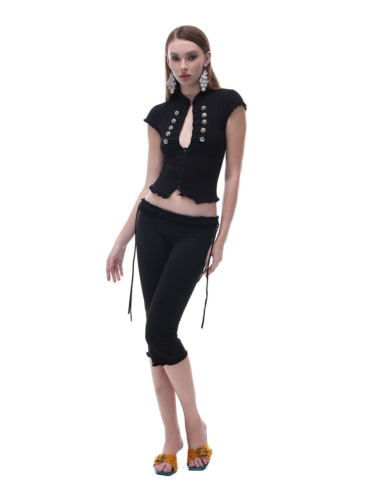 START THE ENGINE High Elastic Drawstring Lace Trim Low Rise Slim Fit Women's Nylon Chino Shorts