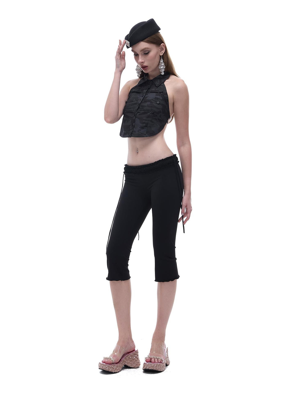 START THE ENGINE High Elastic Drawstring Lace Trim Low Rise Slim Fit Women's Nylon Chino Shorts