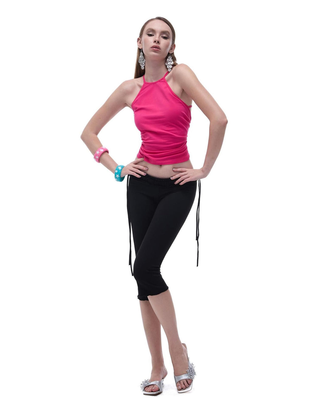 START THE ENGINE High Elastic Drawstring Lace Trim Low Rise Slim Fit Women's Nylon Chino Shorts