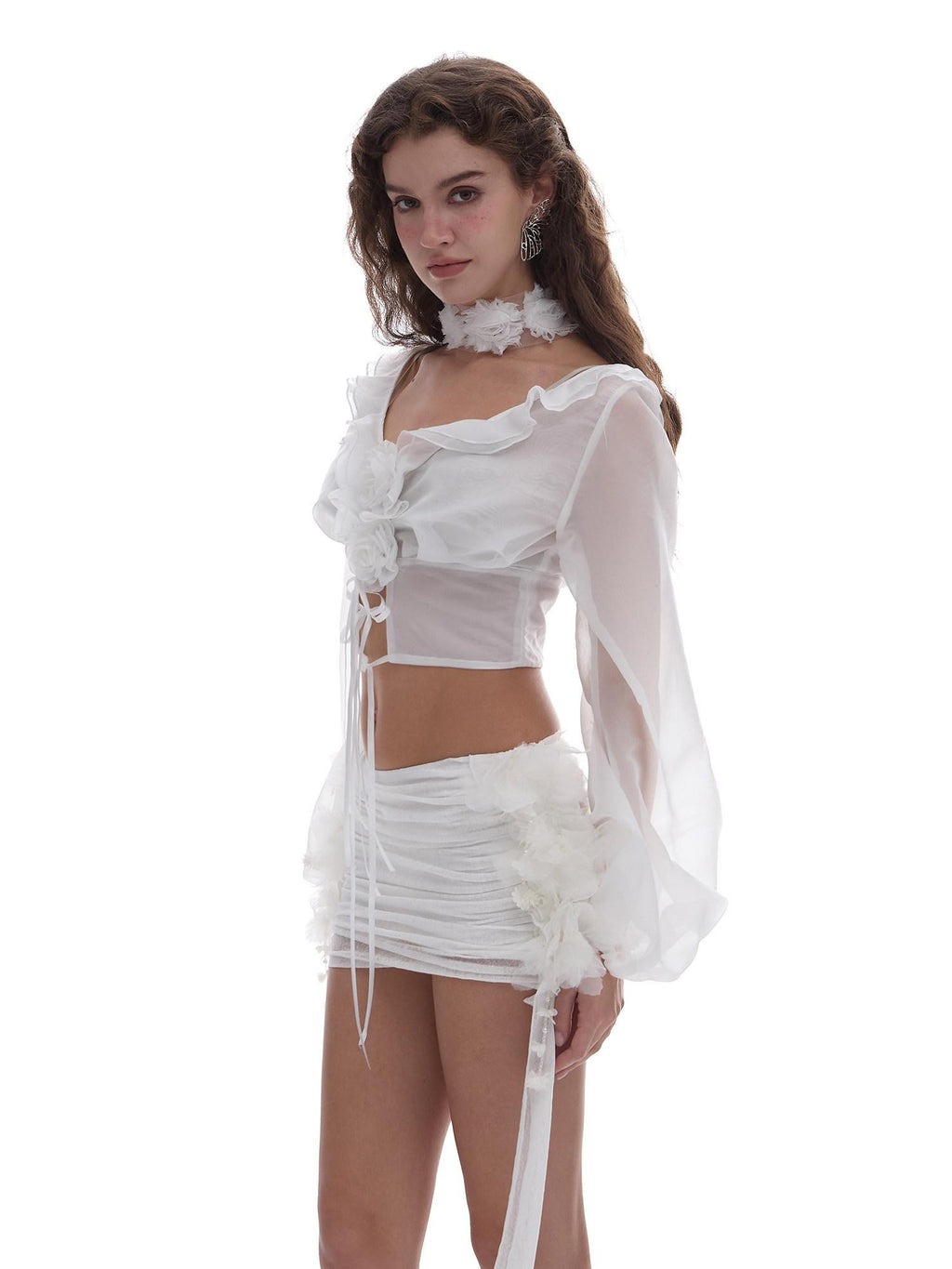 START THE ENGINE Hip Enhancing Sequin Sash Butterfly Lace Knit Women's Polyester Mini Skirts