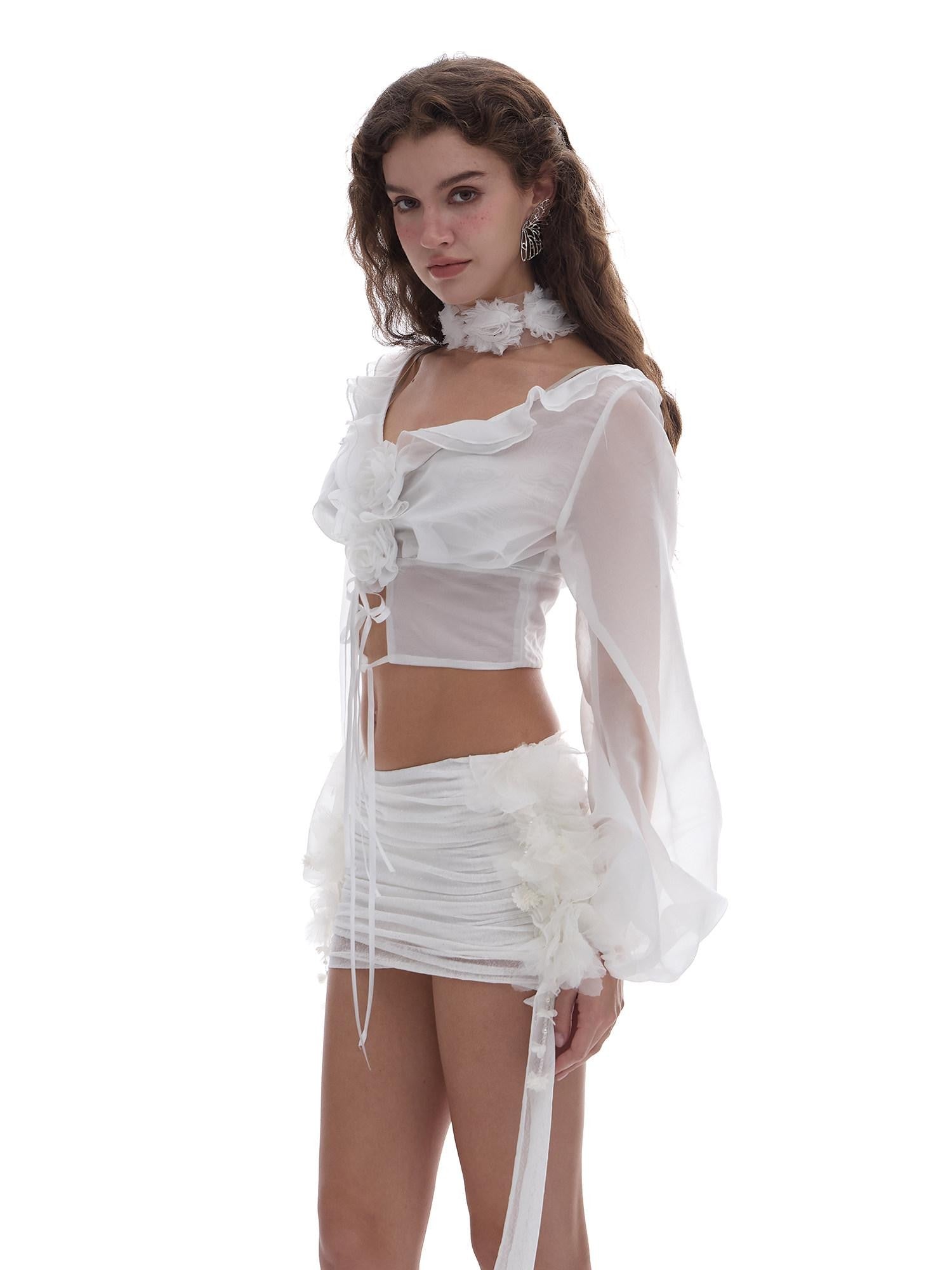 START THE ENGINE Hip Enhancing Sequin Sash Butterfly Lace Knit Women's Polyester Mini Skirts