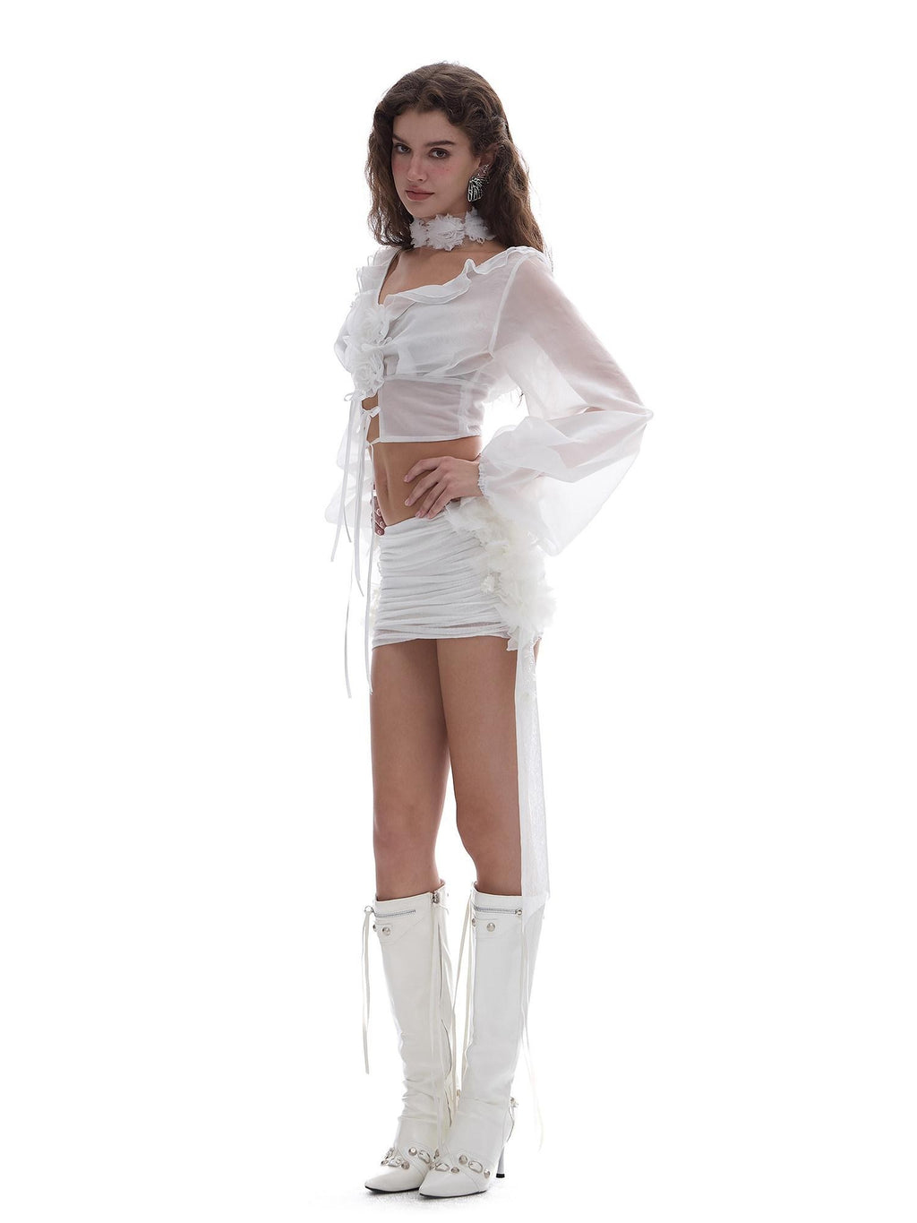 START THE ENGINE Hip Enhancing Sequin Sash Butterfly Lace Knit Women's Polyester Mini Skirts