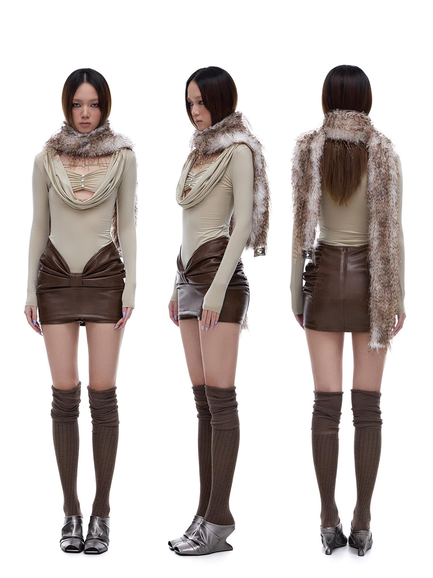 START THE ENGINE Hot Girl Swing Collar Faux Layered Women's Lyocell Long Sleeve T-shirts